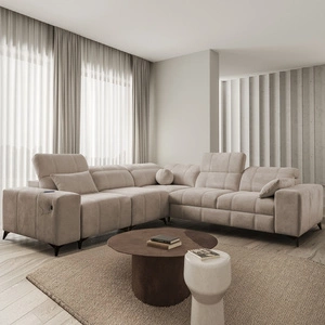 Ecksofa mit Schlaffunktion Penejos III dunkelbeige links bequemes und praktisches Ecksofa für das Wohnzimmer zwei Container für Bettzeug