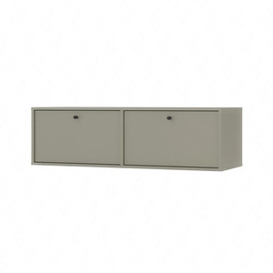 RTV Schrank Kioto IV 121 cm eukalipptus eleganter Schrank mit nach unten öffnenden Türen gedeckte Farben schwarze Metallgriffe
