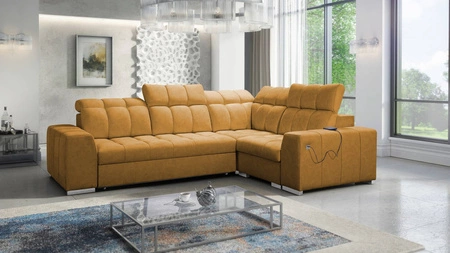 Ecksofa mit Schlaffunktion Luigi II honigfarbenes rechtes Ecksofa mit Bettkasten für den alltäglichen Liegekomfort