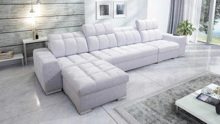 Ecksofa mit Schlaffunktion Luigi XII grau aschgrau linke Ein stilvolles Ecksofa für das Wohnzimmer in einer minimalistischen und eleganten Ausführung