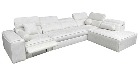 Ecksofa mit Schlaffunktion Viano XI Lux creme rechts Design-Ecksofa mit ausziehbarem Fußteil und Bettzeugstaufach