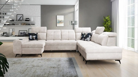 Ecksofa mit Schlaffunktion Buffalo X creme links funktionelles und bequemes Ecksofa für ein Zimmer mit Bettzeugcontainern