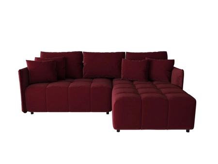 Ecksofa mit Schlaffunktion Oroso kastanienbraun rechte Seite weicher Samtstoff mit hydrophober Beschichtung Bettzeugbehälter