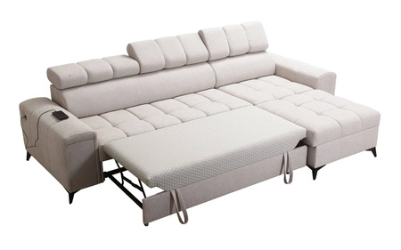 Ecksofa mit Schlaffunktion Bolmso blau rechtsseitiges Ecksofa mit zwei Bettkästen praktische Schublade in der Seite des Möbels