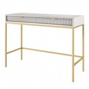 Konsolentisch Lovro grau mit Schubladen ein stilvolles und funktionelles Möbelstück für den Flur, das Wohnzimmer oder das Büro, goldfarbener Rahmen