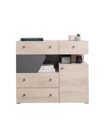 Möbel-Set Dzeta Eiche / anthrazit ideal für ein Jugend- oder Kinderzimmer in einem trendigen Stil