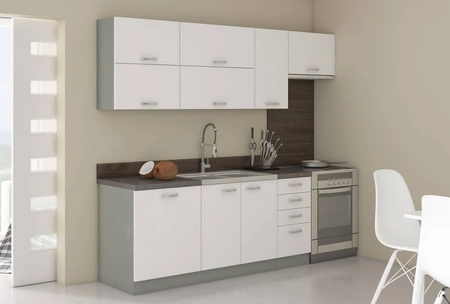 Bianka Küchenmöbel Set 240 cm glänzende Fronten einzigartiger Stil der Schränke wird das Innere einer jeden Küche passen