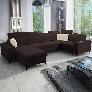 Ecksofa mit Schlaffunktion Kelly Sleek IV braun links Ecksofa mit Bettkästen Webstoff