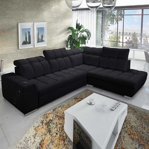 Ecksofa mit Schlaffunktion Luigi VII schwarz rechte Ecke komfortables Schlafsofa in moderner Form