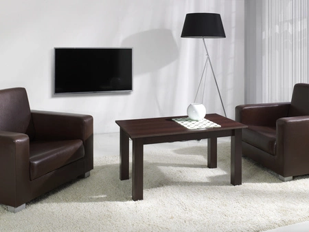 Phoenix T28 102 cm Kastanie Wenge Couchtisch modernes Möbeldesign Die Kanten des Couchtisches sind mit einem speziellen Furnier versehen