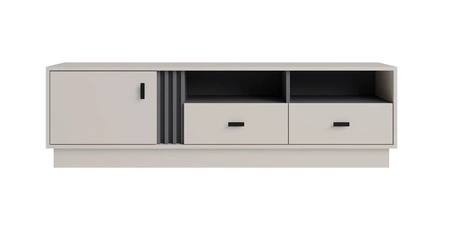 TV Schrank Estan 155 cm beige / anthrazit modernes Möbeldesign hochwertige Verarbeitung Bücherregaleinfassung mit Spezialfurnier verarbeitet