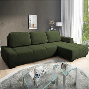 Ecksofa mit Schlaffunktion Sanfte Olive rechts stilvolles Design Ecksofa-Bett zeichnet sich durch seine abgerundete Form aus