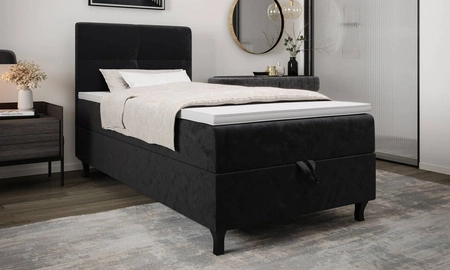 Boxspringbett Melba 100x200 graphit Bett im modernen skandinavischen Stil mit gepolstertem Kopfteil Bett mit Staukasten