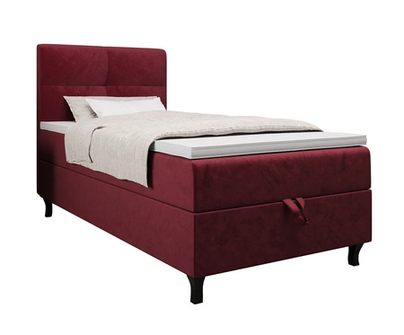 Boxspringbett Melba 100x200 dunkelrot Bett im modernen skandinavischen Stil mit gepolstertem Kopfteil Bett mit Staukasten