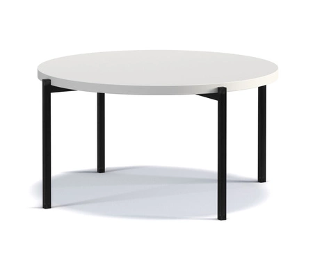 Runder Couchtisch 84 cm Sampi weiß zeitloses und leichtes Design solides Metallgestell idealer Tisch für jede Umgebung