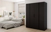 Kleiderschrank Kastano VII 200 cm schwarz stilvolles Design Metallkantengriffe geräumiger Kleiderschrank für Schlafzimmer oder Diele