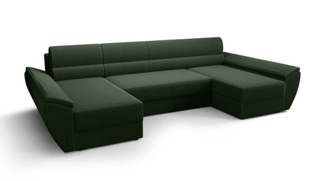 Ecksofa mit Schlaffunktion Fogu U IV grün bequemes und funktionelles Ecksofa für das Wohnzimmer mit einem interessanten Design dreidimensionalen Stoff