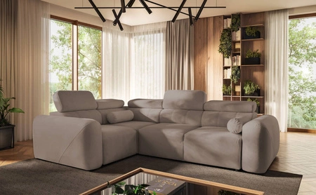 Ecksofa mit Schlaffunktion Cantare II dunkelbeige links bequemes Ecksofa für Wohnzimmer mit stilvollem Charakter weicher Stoff