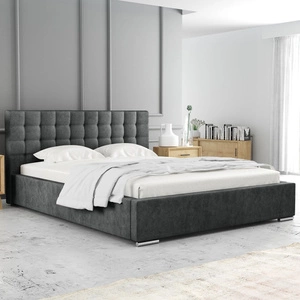 Polsterbett Umiky 140x200 dunkelgrau stilvolles Bett mit Bettzeugablage bequemes Kopfteil besticht durch sein elegantes Design