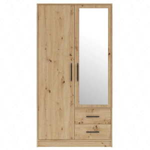 Kleiderschrank mit spiegel Caspe 100 cm Eiche artisan modernes Design ABS-Finish und schwarze Griffe