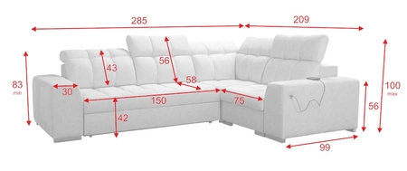 Ecksofa mit Schlaffunktion Luigi II schwarz / schwarzes Öko-Leder rechtes Komfort für die tägliche Entspannung Ecksofa mit Bettkasten