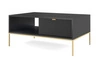 Couchtisch Lovro schwarz mit Schubladen modernes Design auslaufsichere Platte goldene Metallbeine