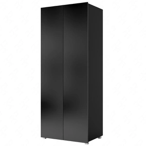 Zweitüriger Kleiderschrank Apulia 80 cm schwarz glänzend Minimalistisches Design Schlichtes Design Idealer Kleiderschrank für Schlafzimmer Garderobe oder Diele