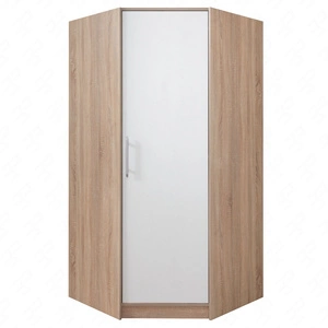 Eckschrank Caspe Eiche hell sonoma / weiß modernes Design ABS-Finish und Aluminiumgriffe