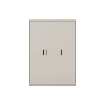 Kleiderschrank Rene 133 cm sandbeige stilvoller Schlafzimmerschrank mit schlichtem klassischem Design kontrastierende schwarze Griffe