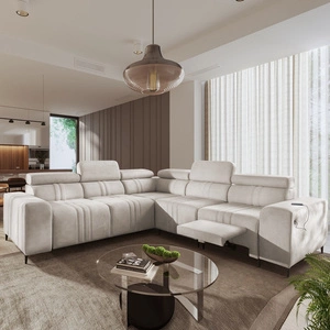 Ecksofa mit Schlaffunktion Castel III Lux beige rechte Ecke äußerst bequemes Ecksofa für das Wohnzimmer mit ausziehbarer Fußstütze