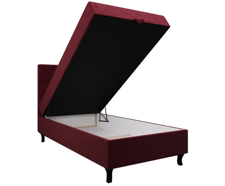 Boxspringbett Melba 90x200 dunkelrot Bett im modernen skandinavischen Stil mit gepolstertem Kopfteil Bett mit Staukasten