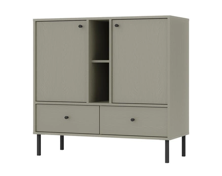 Wohnzimmermöbel-Set Kioto II Eukalyptus stilvolles Design elegante Möbel in gedeckten Farben mit schwarzen hohen Beinen bereichert