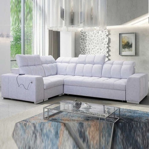 Ecksofa mit Schlaffunktion Luigi II Esche grau links Ecksofa mit Bettkasten für den täglichen Liegekomfort