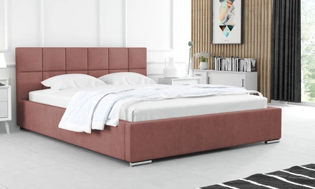 Polsterbett Costa 160x200 lachsfarbe stilvolles Bett mit Bettzeugablage komfortables Kopfteil besticht durch sein elegantes Design