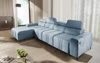 Ecksofa mit Schlaffunktion Castel XII blau linke Seite stilvolles und bequemes Ecksofa für Wohnzimmer funktionelle verstellbare Kopfstützen