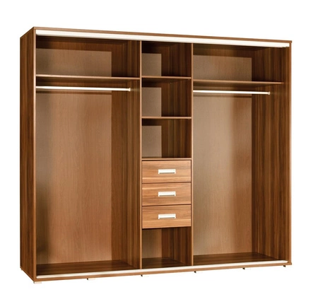 Schiebeschrank mit Spiegel Penelope 255 cm kastanie wenge modernes schrankdesign aluminium türführungen und laufsystem
