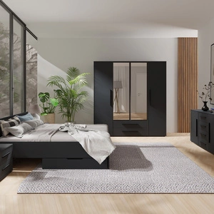 Schlafzimmermöbel-Set Maxione schwarz elegante und vielseitige Schlafzimmermöbel geschmackvolle schwarze Griffe hochwertige Verarbeitung