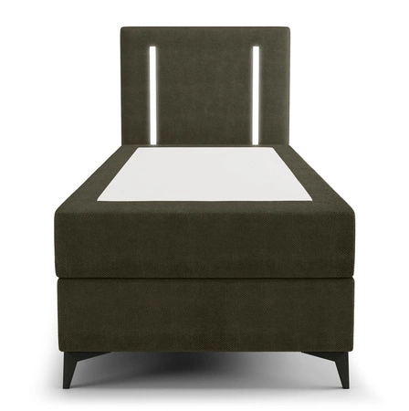 Boxspringbett Norco 80x200 grün stilvolles Bett mit Staukasten Beleuchtung im Kopfteil fügt eine einzigartige Note