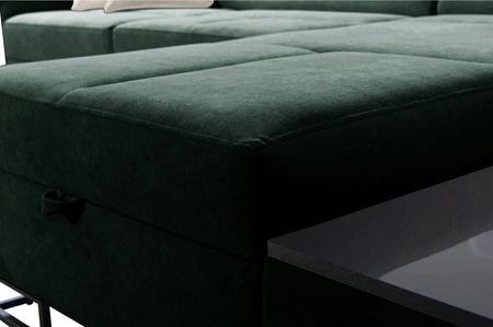 Ecksofa mit Schlaffunktion Alcamo grau Esche rechts elegantes und stilvolles Ecksofa mit einer ausziehbaren praktischen Schublade an der Seite des Möbels