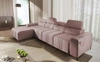 Ecksofa mit Schlaffunktion Castel XII rosa linke Seite stilvolles und bequemes Ecksofa für Wohnzimmer funktionelle verstellbare Kopfstützen