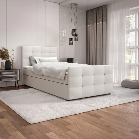 Boxspringbett Kansas 120x200 beige Bett im modernen skandinavischen Stil mit gepolstertem Kopf- und Fußteil