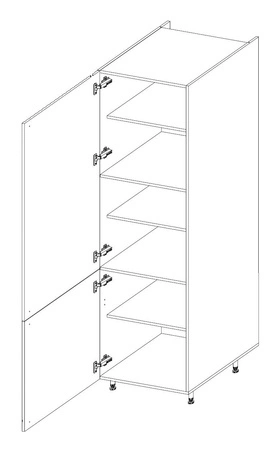 Verdi 60 Küchensockel DK-215 2F feuchtigkeits- und beschädigungsbeständiger Schrank schwarze Metallgriffe
