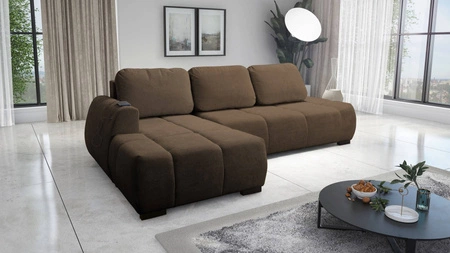 Ecksofa mit Schlaffunktion Gentle brown linke Seite stilvolles Design Ecksofa zeichnet sich durch seine abgerundete Form aus