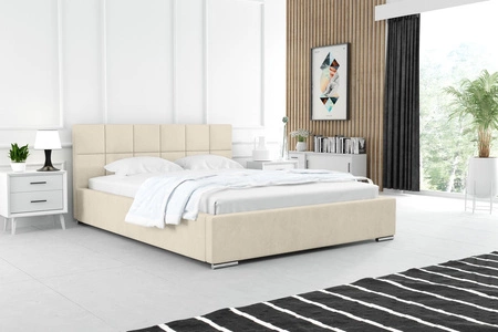 Polsterbett Costa 140x200 beige stilvolles Bett mit Bettzeugablage komfortables Kopfteil besticht durch sein elegantes Design