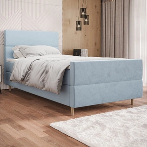 Boxspringbett Benet 100x200 hellblau Bett im modernen skandinavischen Stil mit gepolstertem Kopf- und Fußteil Bett mit Staukasten