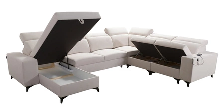 Ecksofa mit Schlaffunktion Kelly Sleek VIII hellbraun linke Seite stilvolle Ecksofa für Wohnzimmer bietet Komfort beim Entspannen