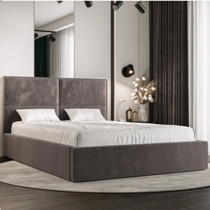 Polsterbett Afrodyta 160x200 mit Stauraum Hellbraun moderner skandinavischer Stil mit bequemem Kopfteil