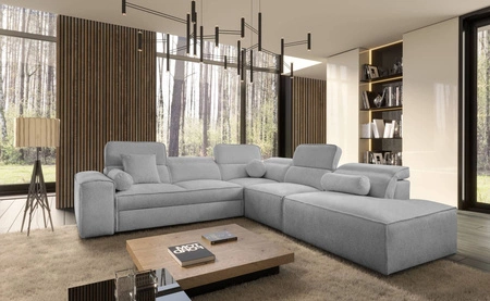 Ecksofa mit Schlaffunktion Viano IX hellgrau rechts stilvolles Ecksofa mit Bettzeugcontainern ideales Möbelstück für ein großes Wohnzimmer