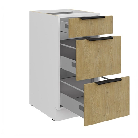 Küchenmöbel Set Cremona 260 cm elegante Küchenschränke in dezenten und natürlichen Farben Metallkantengriffe