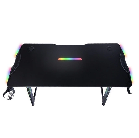 Zone Gaming Desk schwarz beeindruckendes Design stabile Metallkonstruktion angereichert mit LED-Beleuchtung kohlenstoffbeschichtete Platte